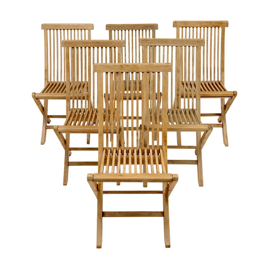 Set of Six Folding Teak Chairs, Danish, Mid-Century Modern Style