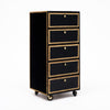Vintage French Pair of Leather Covered Filing Cabinets, Casters