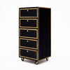 Vintage French Pair of Leather Covered Filing Cabinets, Casters