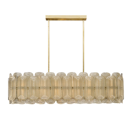 Venetian Glass Chandelier, Murano, Italy, Smoked Glass and Brass