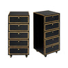 Vintage French Pair of Leather Covered Filing Cabinets, Casters