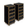 Vintage French Pair of Leather Covered Filing Cabinets, Casters