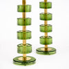 Modern Venetian Glass and Brass Lamps with Green Drum Glass, Murano, Italy