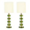 Modern Venetian Glass and Brass Lamps with Green Drum Glass, Murano, Italy