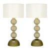 Venetian Glass, Classic Globe Lamps, Olive Green, Murano, Italy, IN STOCK
