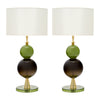 Venetian Blown Glass Lamps, Green, Murano, Italy, IN STOCK