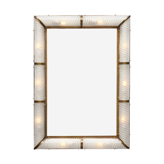 Impressive Venetian Glass and Brass Mirror with Lighting, Murano, Italy