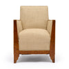 French, Art Deco Period Burled Ash Bergères, Burlap Upholstery