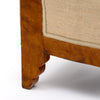 French, Art Deco Period Burled Ash Bergères, Burlap Upholstery