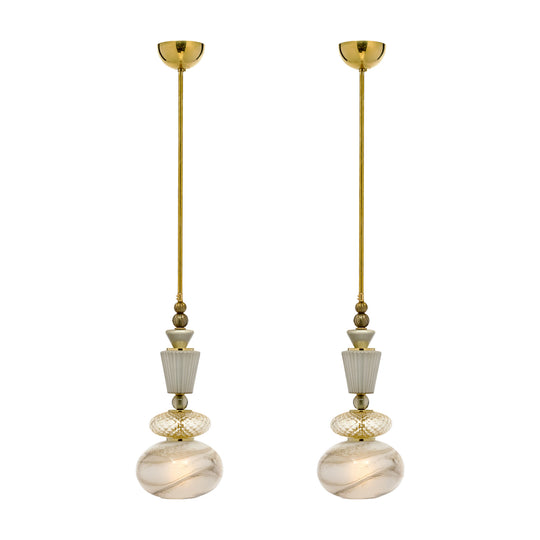 Venetian Glass Smoked Pendant Lights, Murano, Italy