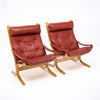 Pair of Ingmar Relling Leather “Siesta” Lounge Chairs, Red Leather