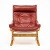Pair of Ingmar Relling Leather “Siesta” Lounge Chairs, Red Leather