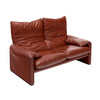 Red Maralunga Love Seat by Vico Magistretti for Cassina, Circa 1970s