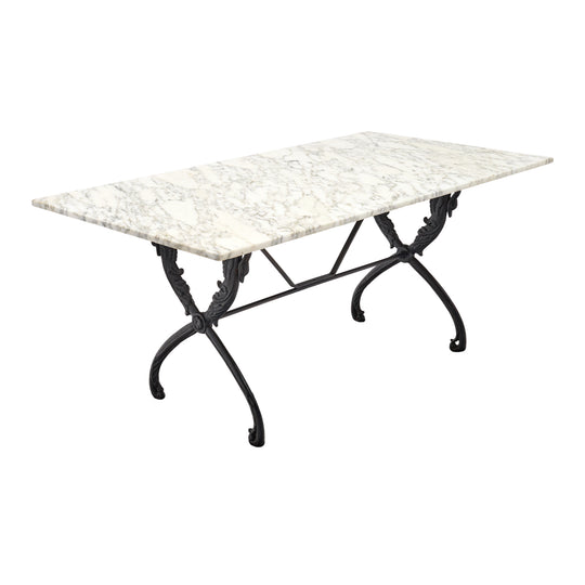 French Art Deco Period Garden Table, Marble and Iron