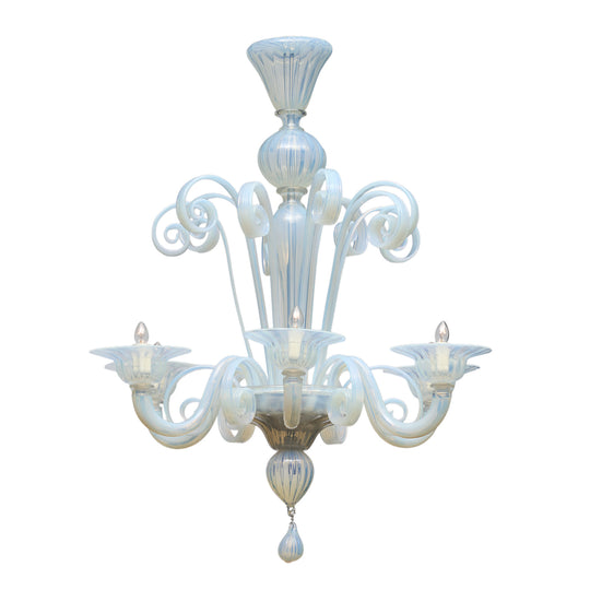 Classic Venetian Glass Chandelier, Iridescent, Murano, Italy, IN STOCK