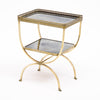 French Art Deco Period Brass and Mirrored Curule Table, Circa 1940