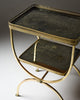 French Art Deco Period Brass and Mirrored Curule Table, Circa 1940