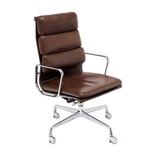 French Period Mid-Century Modern Desk Chair, Leather and Chrome, Circa 1970