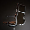 French Period Mid-Century Modern Desk Chair, Leather and Chrome, Circa 1970