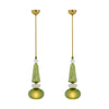 Pair of Venetian Glass Green Pendants, Murano, Italy