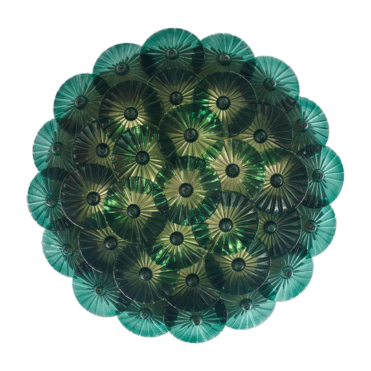 Deep Teal Venetian Glass Flush Mount by Carlo Nason, Murano, Italy, In Stock