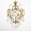 French Crystal Drop Pendant, Antique Brass, Circa 1920