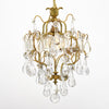 French Crystal Drop Pendant, Antique Brass, Circa 1920