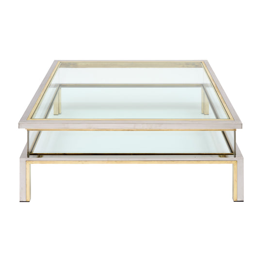 Romeo Rega Signed Coffee Table, Modernist Chrome and Brass, Circa 1960