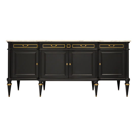 Ebonized, Grande Louis XVI Style Buffet, Carrara Marble, Circa 1880