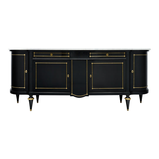 Classic Demilune, Louis XVI Style French Buffet, Ebonized, Circa 1920