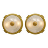 Art Deco Period French Ceiling Mounts, Brass and Etched Glass