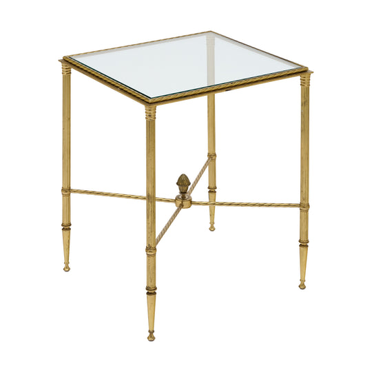 French Art Deco Period Brass and Glass Side Table, Circa 1940
