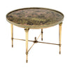 Maison Bagues Eglomized Glass Side Table, Brass, Art Deco Period
