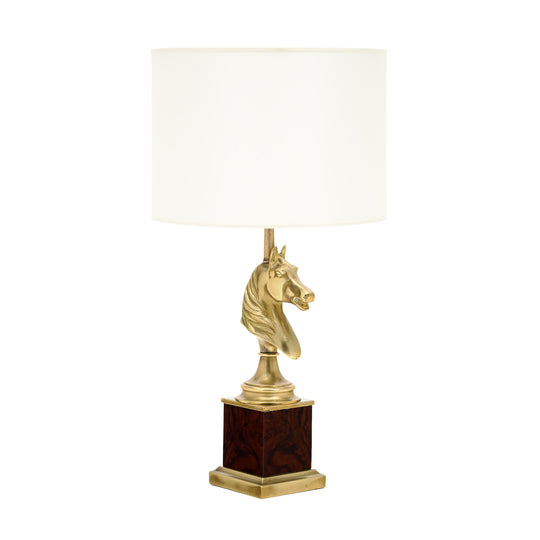 Maison Charles Vintage Brass Table Lamps, Horse Head, Circa 1950