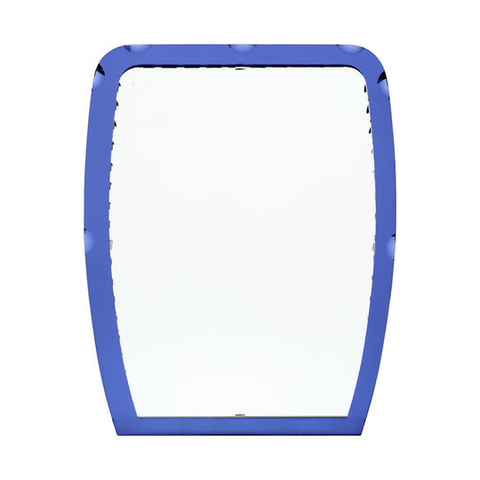 French Vintage Scalloped Mirror, Blue, Circa 1970