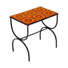 French Mid-Century Orange Ceramic Tile and Wrought Iron Side Table from Vallauris