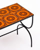 French Mid-Century Orange Ceramic Tile and Wrought Iron Side Table from Vallauris