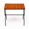 French Mid-Century Orange Ceramic Tile and Wrought Iron Side Table from Vallauris