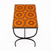French Mid-Century Orange Ceramic Tile and Wrought Iron Side Table from Vallauris