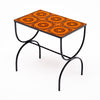 French Mid-Century Orange Ceramic Tile and Wrought Iron Side Table from Vallauris