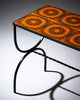 French Mid-Century Orange Ceramic Tile and Wrought Iron Side Table from Vallauris
