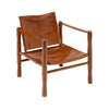 Mid-Century Modern Wood and Cognac Leather Safari Armchair