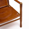 Mid-Century Modern Wood and Cognac Leather Safari Armchair
