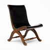 Pair of Mid-Century Black Leather and Wood Lounge Chairs by Valenti