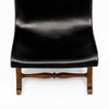 Pair of Mid-Century Black Leather and Wood Lounge Chairs by Valenti