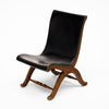 Pair of Mid-Century Black Leather and Wood Lounge Chairs by Valenti
