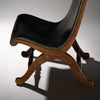 Pair of Mid-Century Black Leather and Wood Lounge Chairs by Valenti
