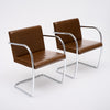 Pair of Mid-Century Modern Chrome and Cognac Leather Cantilever Armchairs