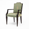 Set of Four French Art Deco Ebonized Wood and Green Upholstered Armchairs