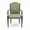 Set of Four French Art Deco Ebonized Wood and Green Upholstered Armchairs